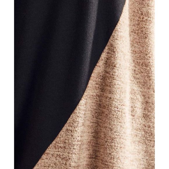 Simple by Suzanne Betro Black&Camel Color Block Cowl Neck Poncho Size L - Picture 5 of 5